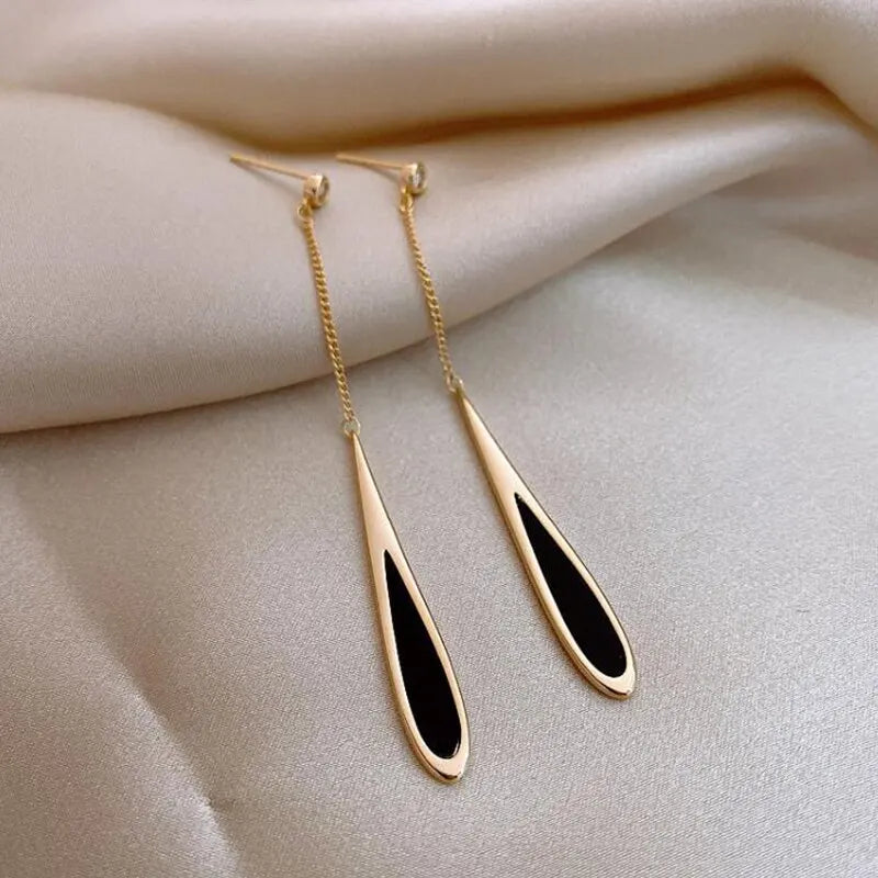 Simple Geometric Square Drop Earring For Women Korean Fashion Gold-color Line Long Tassel Dangle Earrings Party Jewelry Gift